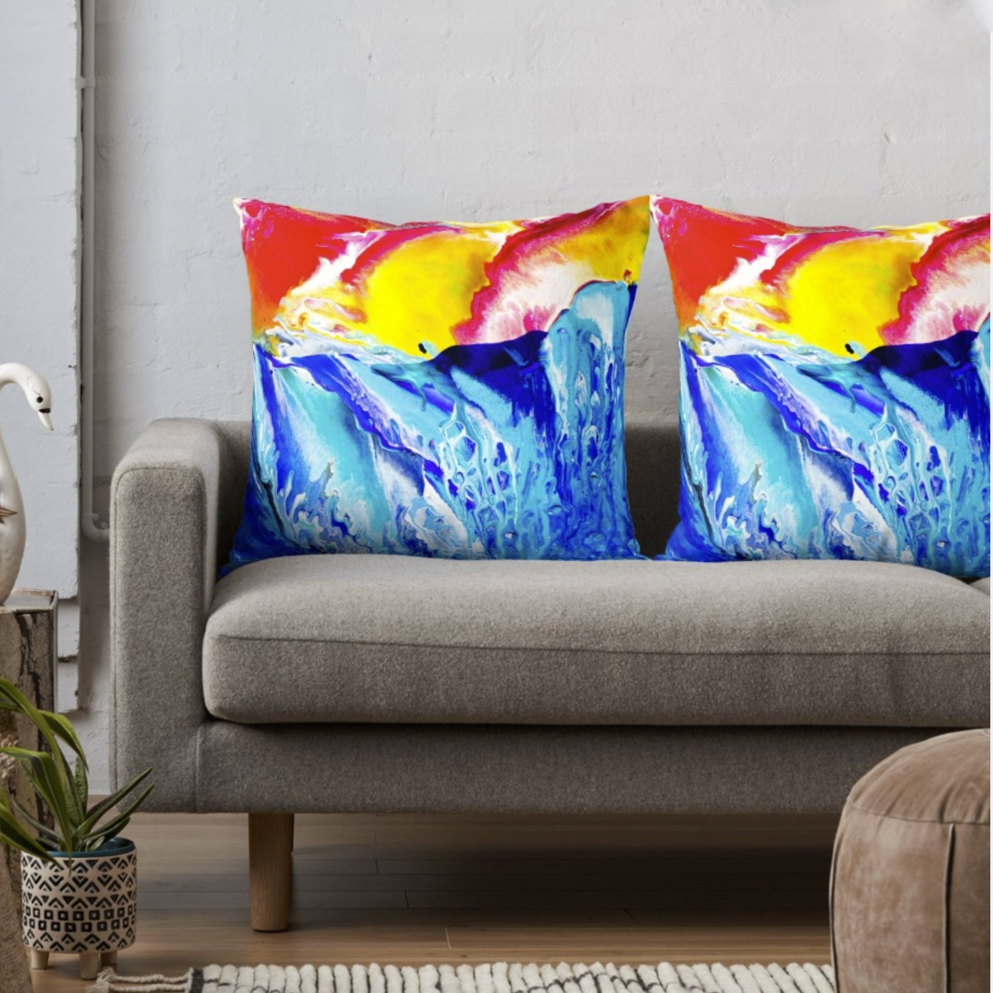 Ocean Pillow Unique Gifts Abstract Art Pillows For Couch Blue Pillows Beachy Pillow Colorful Pillows Art Pillow Ocean Pillows artsy pillow