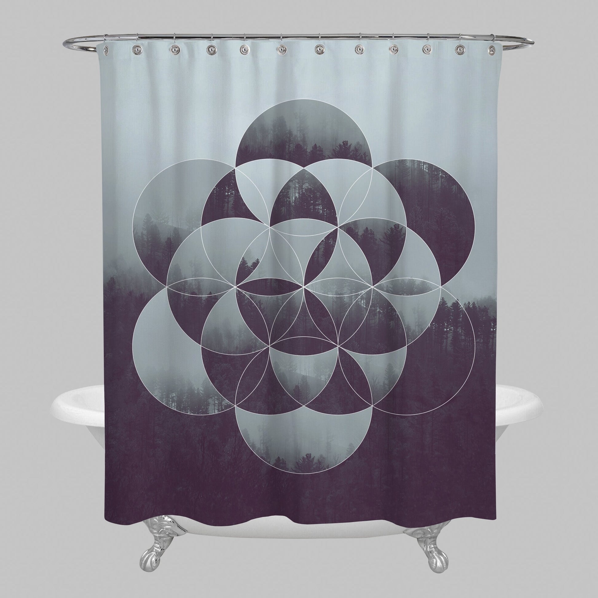Gray Sacred Geometry Shower Curtain spiritual shower gray shower curtain grey shower curtains nature shower curtain sacred geometry bathroom