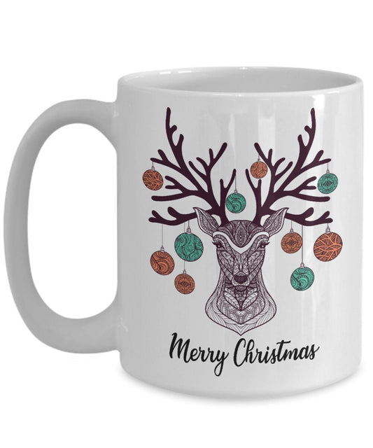 Christmas Boho Coffee Mug xmas Gift deer mugs cute christmas mug reindeer mug reindeers christmas cup novelty mug bohemian boho chic