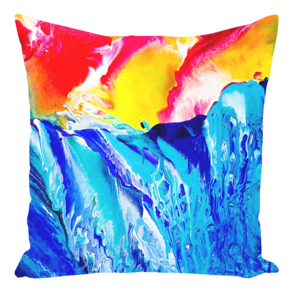 Ocean Pillow Unique Gifts Abstract Art Pillows For Couch Blue Pillows Beachy Pillow Colorful Pillows Art Pillow Ocean Pillows artsy pillow
