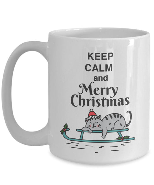 Keep Calm & Merry Christmas Coffee Mug xmas Gift Cheap Gift cat mugs cute christmas mugs ceramic 11 or 15oz novelty cats mugs holiday mug