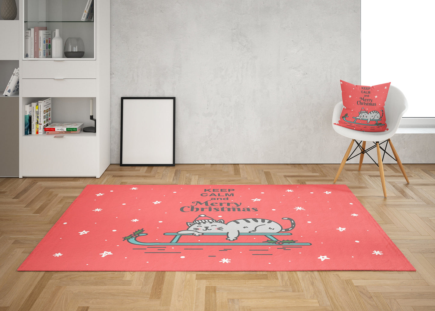 Keep Calm & Merry Christmas Rug xmas rugs cute christmas decor holiday rugs red rug christmas floor mat large christmas rug cat cats lover