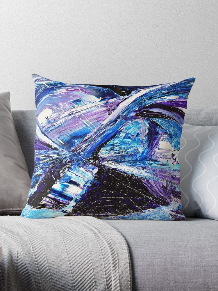 Purple Pillow Abstract Art Pillow Artsy Gift Unique Gift Blue Pillow Purple Pillows For Couch Art Pillows Unique Pillows Artsy Pillow