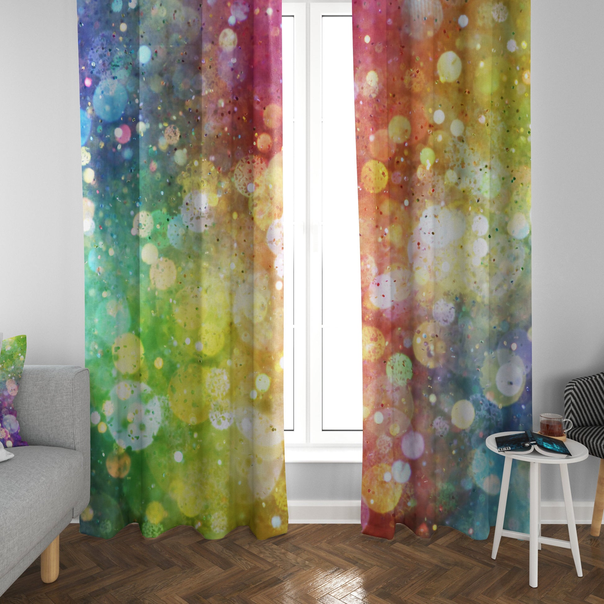 Confetti Window Curtains colorful Girly Drapery Curtain Panels fairy window treatment colorful rainbow curtain girls room pink curtains