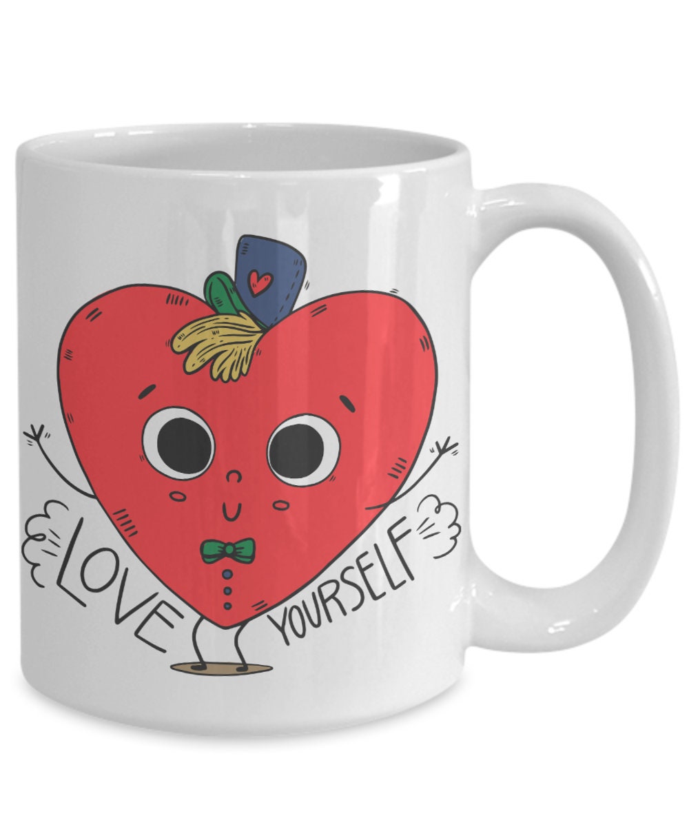 Love Yourself Mug novelty mugs cute heart mugs cartoon mugs colorful mugs cheap gifts inspirational positive saying mug love mugs