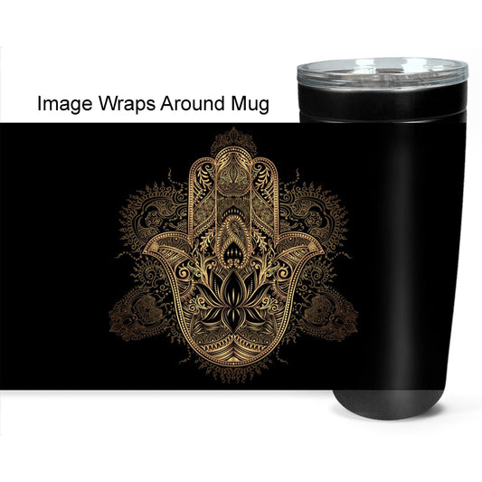 Hasma Hand Of Fatima Travel Mug 20oz Insulated Stainless Steel Travel Mug Unique Gift Spiritual Travel Mug Meditation Hasma Tumbler Black