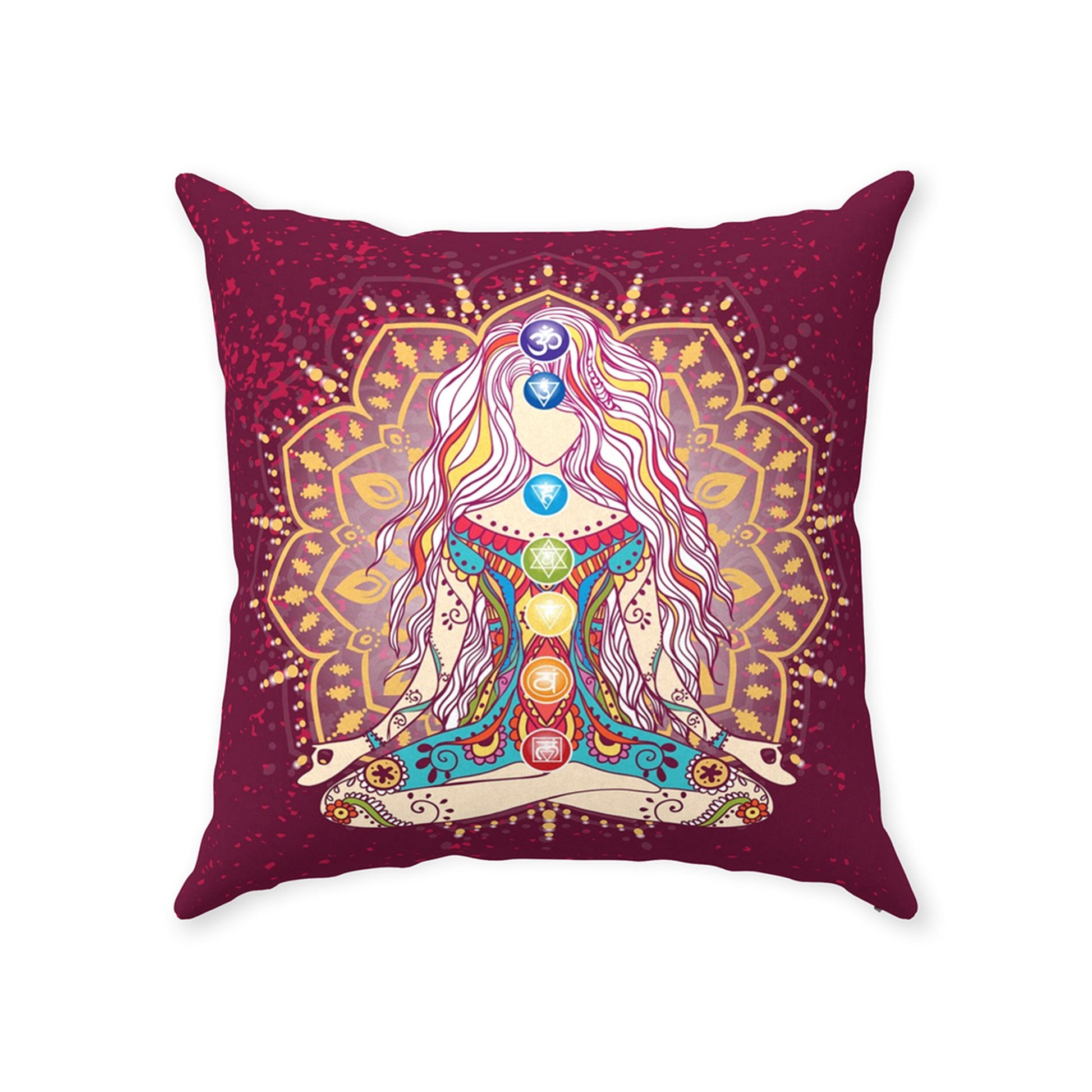 Chakra pillow chakras pillows yoga pillow hippy pillows spiritual pillow meditation pillow cheap gifts red pillow for couch cute girly