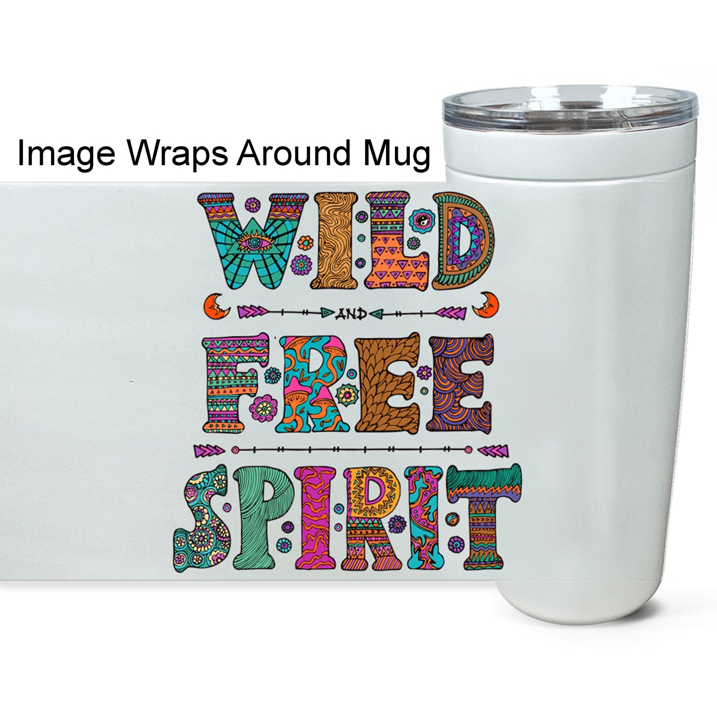 Wild & Free Spirit 20oz Insulated Stainless Steel Travel Mug Unique Gift Spiritual Travel Mug Hippy Travel Mug Free Spirit Tumbler White