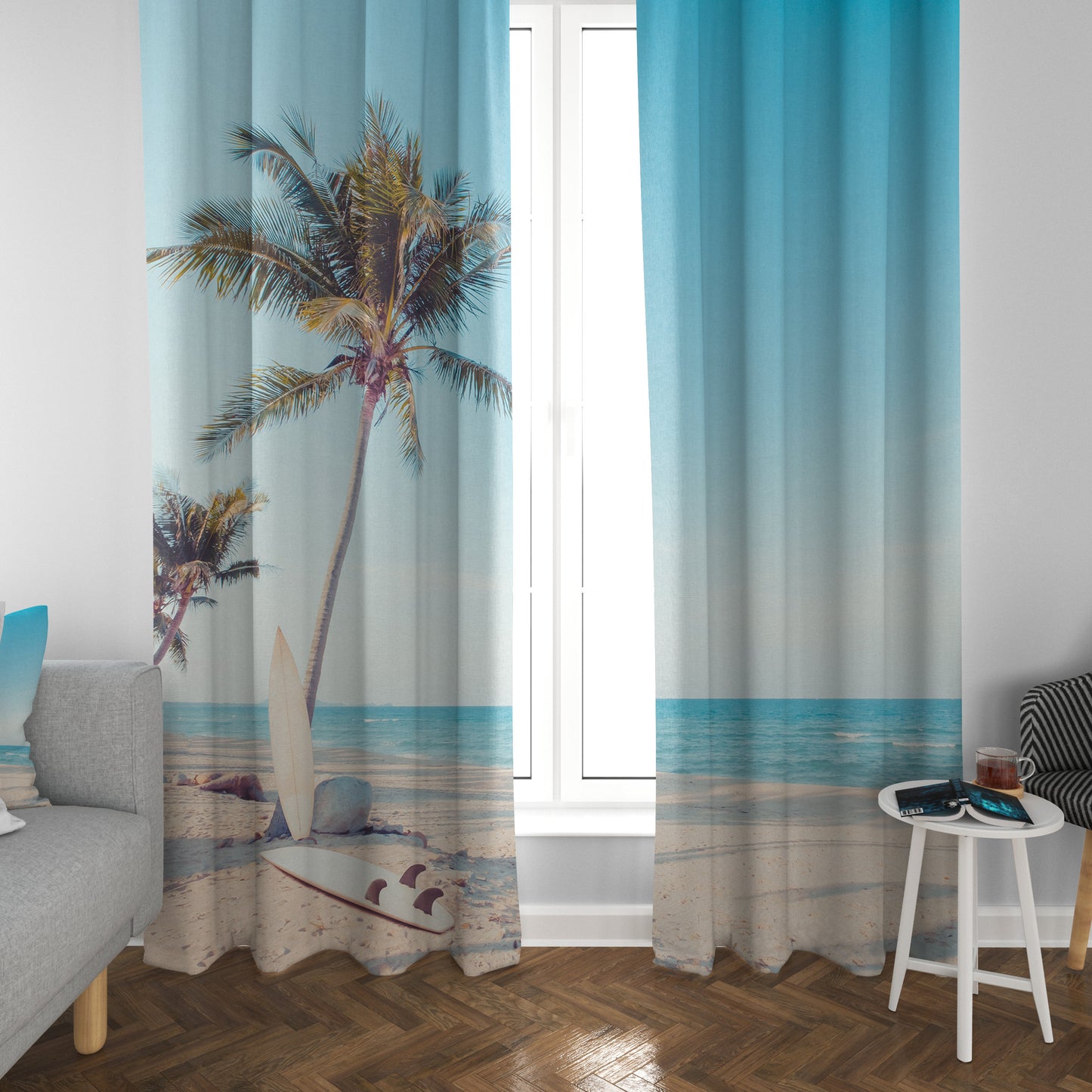 Surfboards beach Window Curtains surfer Drapery Curtain Panels ocean window treatment surfing curtain surfers curtains tropical curtains