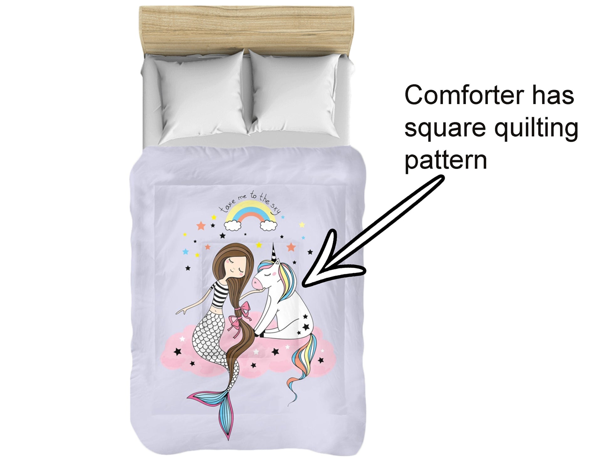 Mermaid Unicorn Duvet Cover Girls bedding unicorn twin duvet pink comforter rainbow comforter girly duvet mermaid bedding lavender