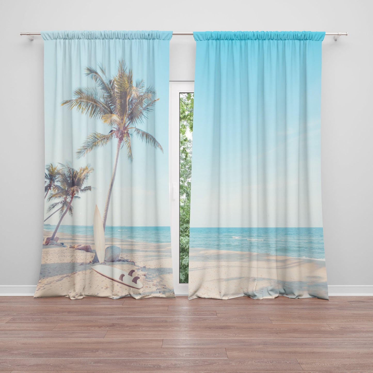 Surfboards beach Window Curtains surfer Drapery Curtain Panels ocean window treatment surfing curtain surfers curtains tropical curtains