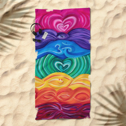 Chakra Beach Towel spiritual gift yoga gift chakras large towel rainbow towel chakra towel gay pride beach towel unique gift extra large