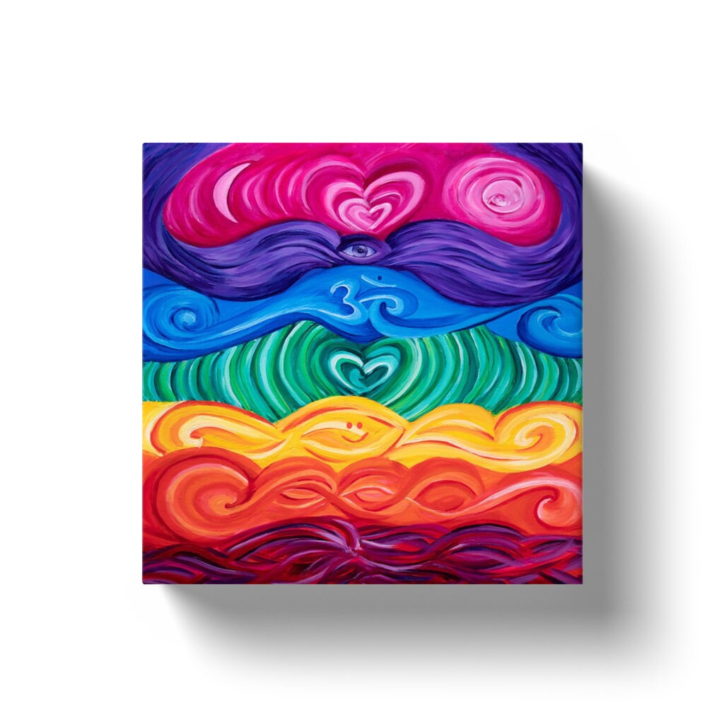 Chakra Art Canvas Wrap or Art print Unique Gift Spiritual gifts Chakras gift chakra Decor hippy art psychadelic colorful yoga art rainbow