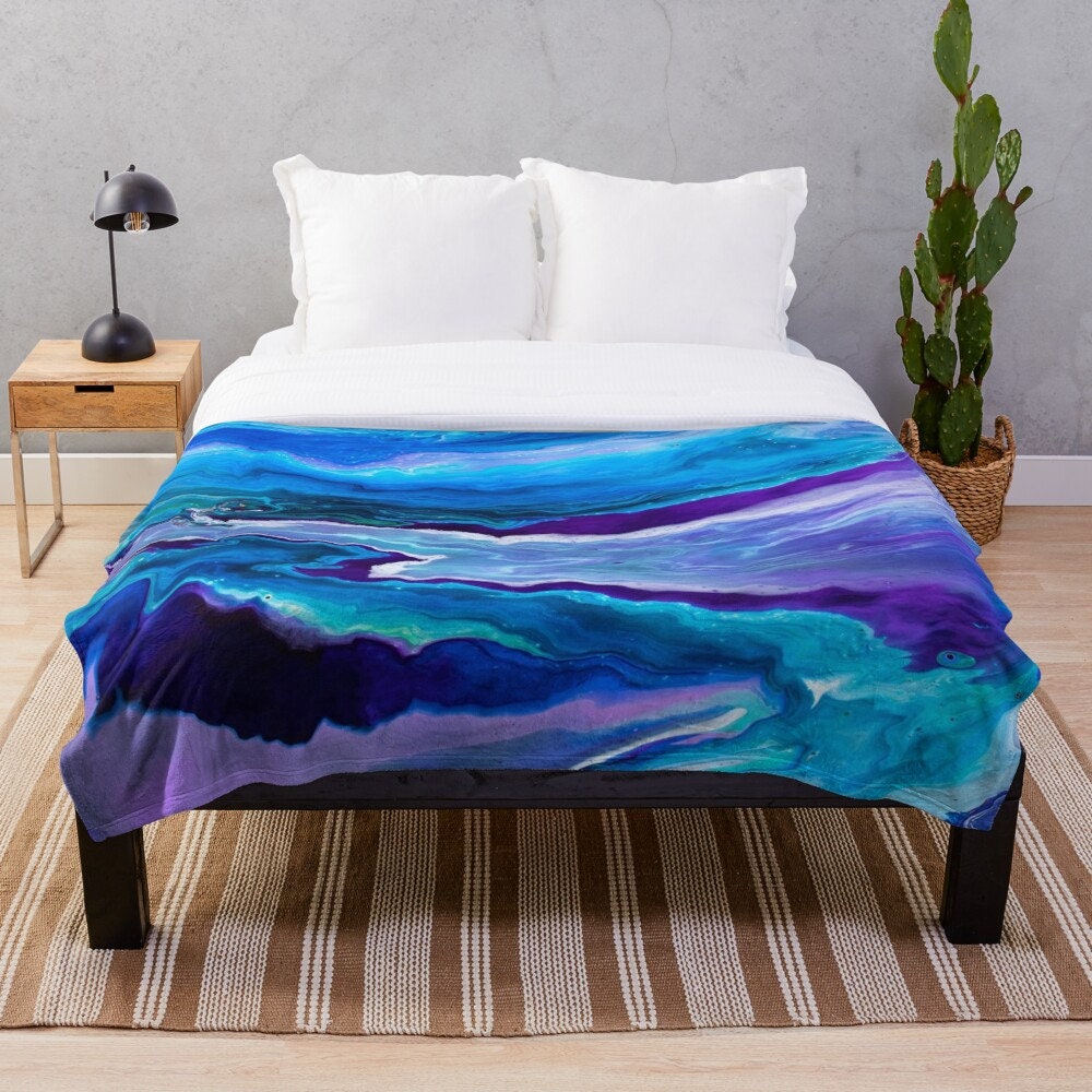 Blue Purple blanket psychadelic blanket ocean throw blanket Colorful Kids Baby Unique Throw Blanket Couch hippy psychedelic soft