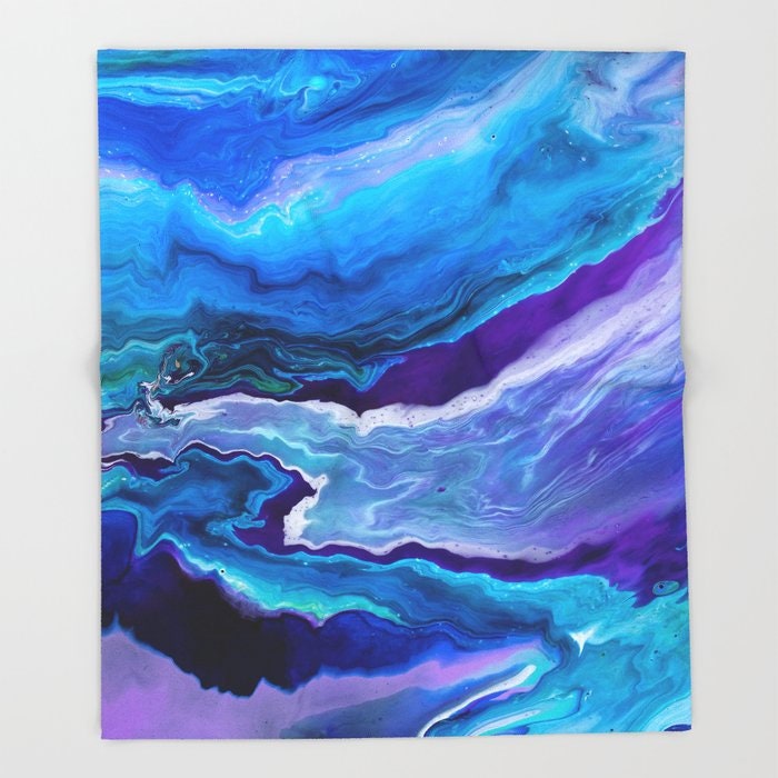 Blue Purple blanket psychadelic blanket ocean throw blanket Colorful Kids Baby Unique Throw Blanket Couch hippy psychedelic soft