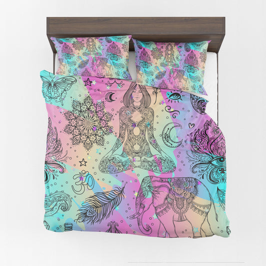 Boho Spiritual Comforter or Duvet Cover hippy bedding boho bedding spiritual comforter yoga comforter feather bedding elephant bedding