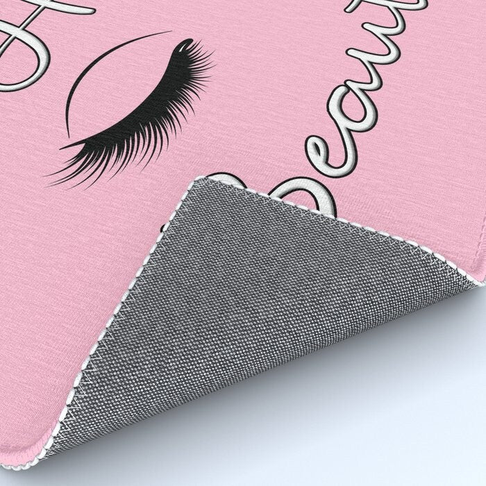 Hello Beautiful Floor Rug pink eyelash glamour rug 3x5 4x6 5x7 5x8 8x10 Large rugs girly rugs hello gorgeous