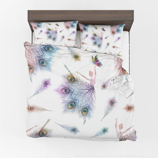 Peacock Dancer Comforter or Duvet Cover girls bedding dancers bedding peacock comforter feather duvet butterfly comforter ballerina decor