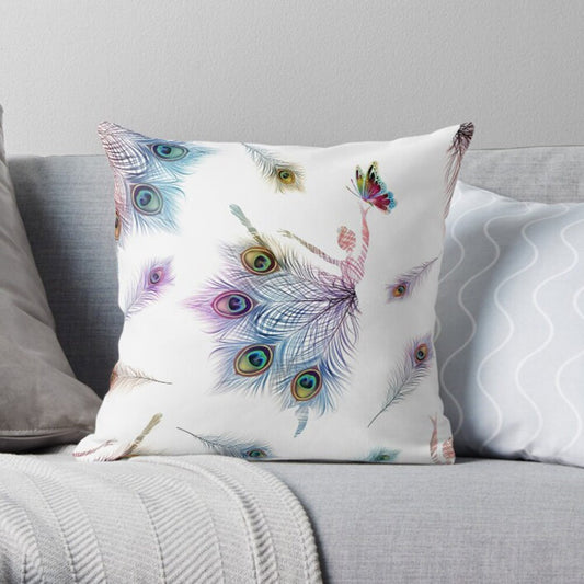 Peacock Dancer pillow butterfly pillows feathers pillow peacock pillows cheap gifts ballerina pillows for couch girly pillow dancing