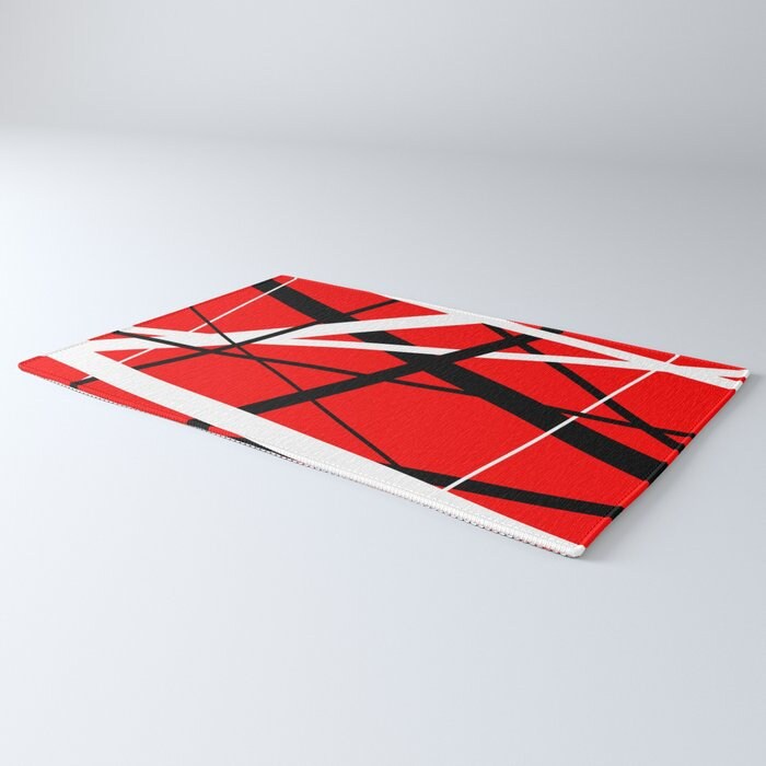 Red Black & White Abstract Rug lines Rug Red Floor Rug 3'x5' 4'x6' 9'x12' Large rugs zig zag rug