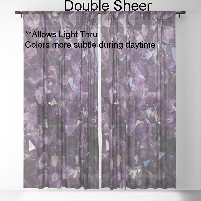 Amethyst Window Curtain Purple Drapery Curtain Panels spiritual window treatment unique curtains dark purple window curtains amethysts