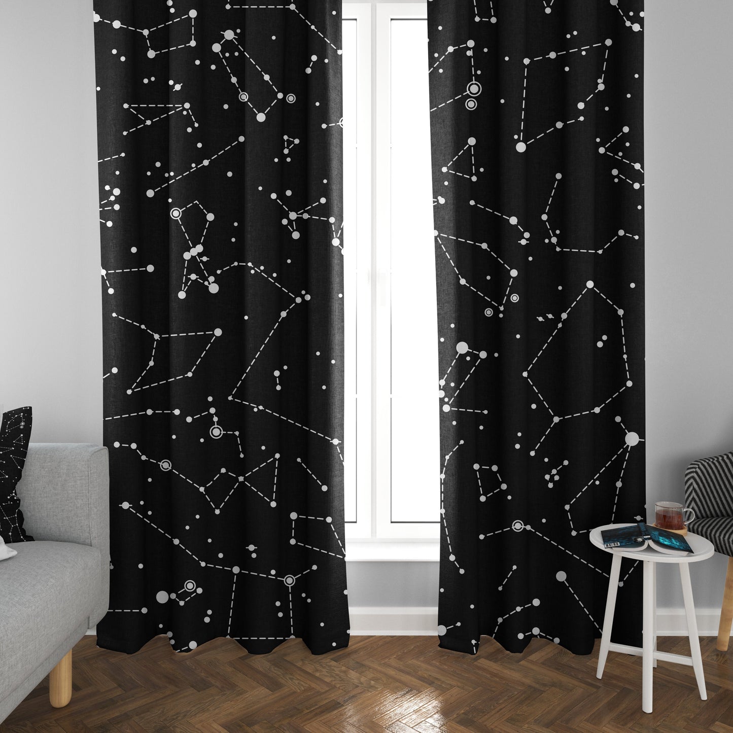 Star Constellations Window Curtains black kids Drapery childrens Curtain Panels starmap galaxy curtain girls boys window curtains