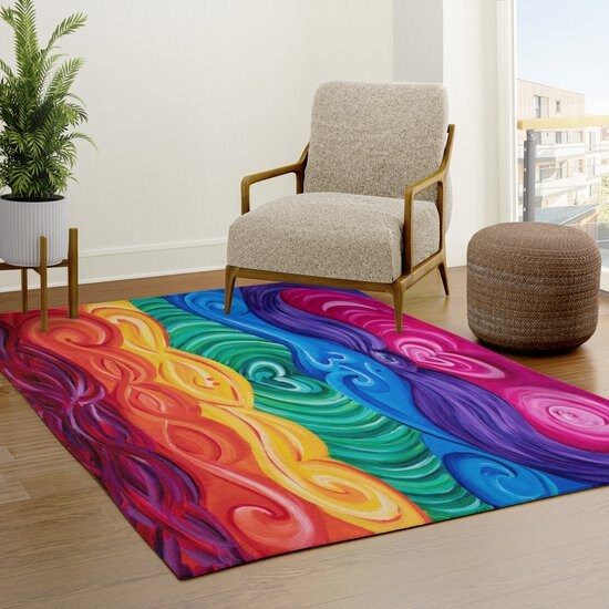 Chakra Rug Colorful Rainbow Rug Floor Rug Mat Spiritual Yoga Chakras hearts Hippy gay Gift Rugs 2x3 3x5 4x6 5x7 5x8 8x10 Large psychadelic