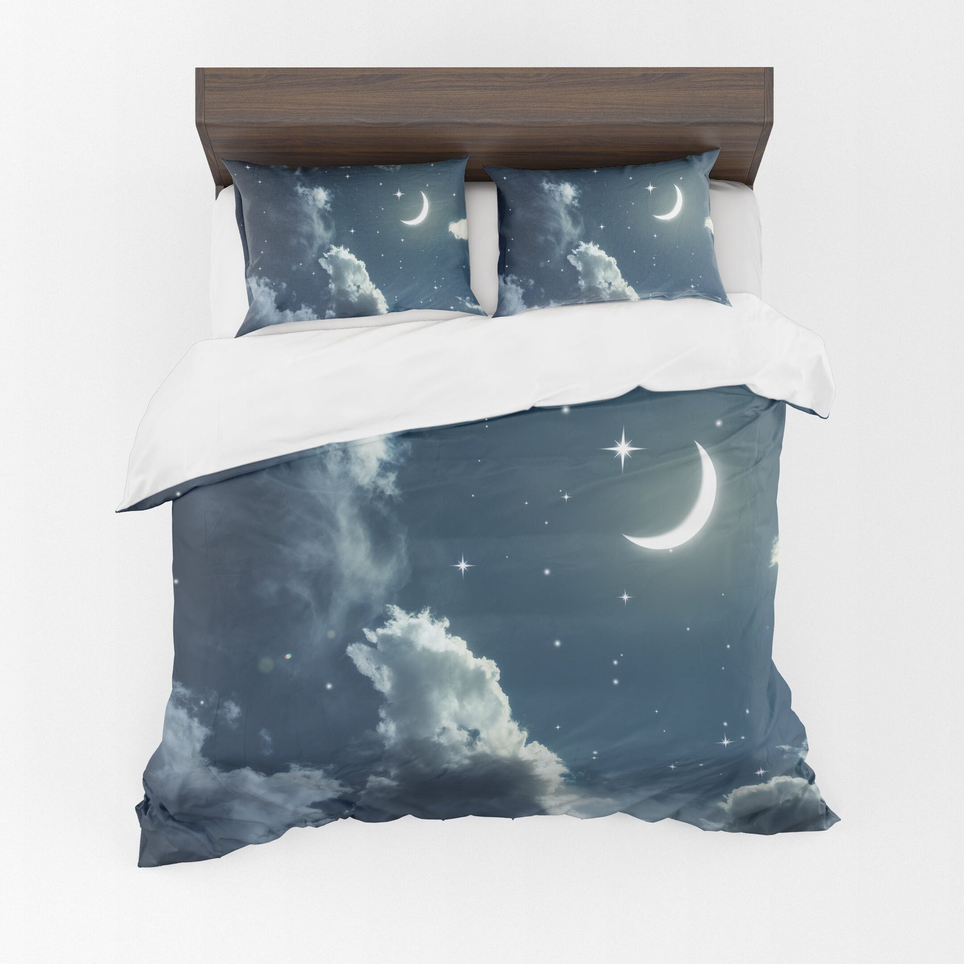 Nights Sky Comforter or Duvet Cover blue bedding moon bedding clouds comforter stars duvet blue comforter moon bedroom decor moon comforter