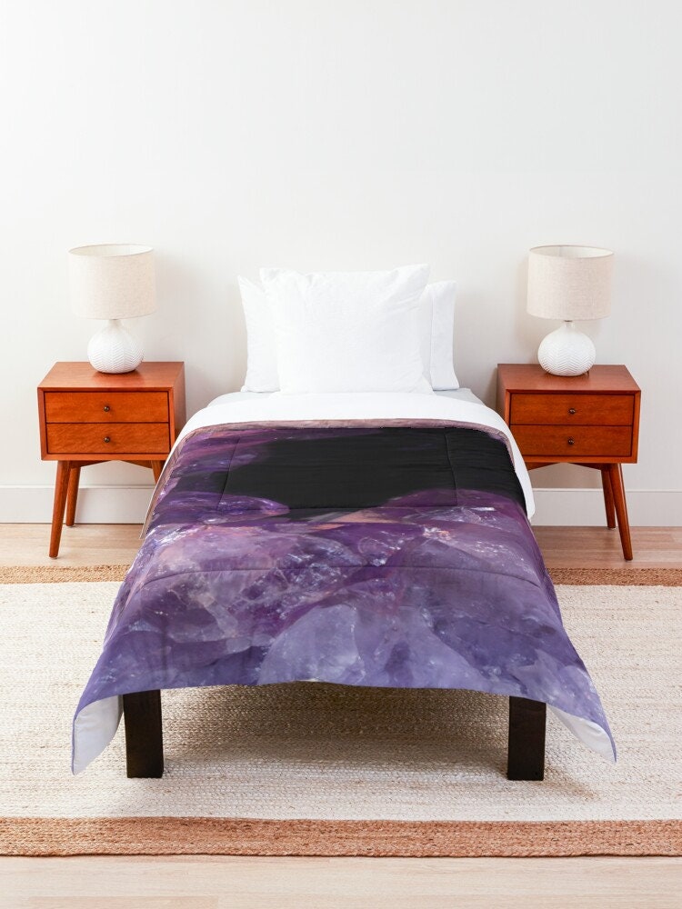 Amethyst Duvet Cover or Comforter purple bedding amethyst bedding crystal Twin Queen King bed sets black bedroom purple duvet duvet cover