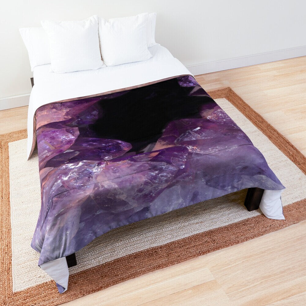 Amethyst Duvet Cover or Comforter purple bedding amethyst bedding crystal Twin Queen King bed sets black bedroom purple duvet duvet cover