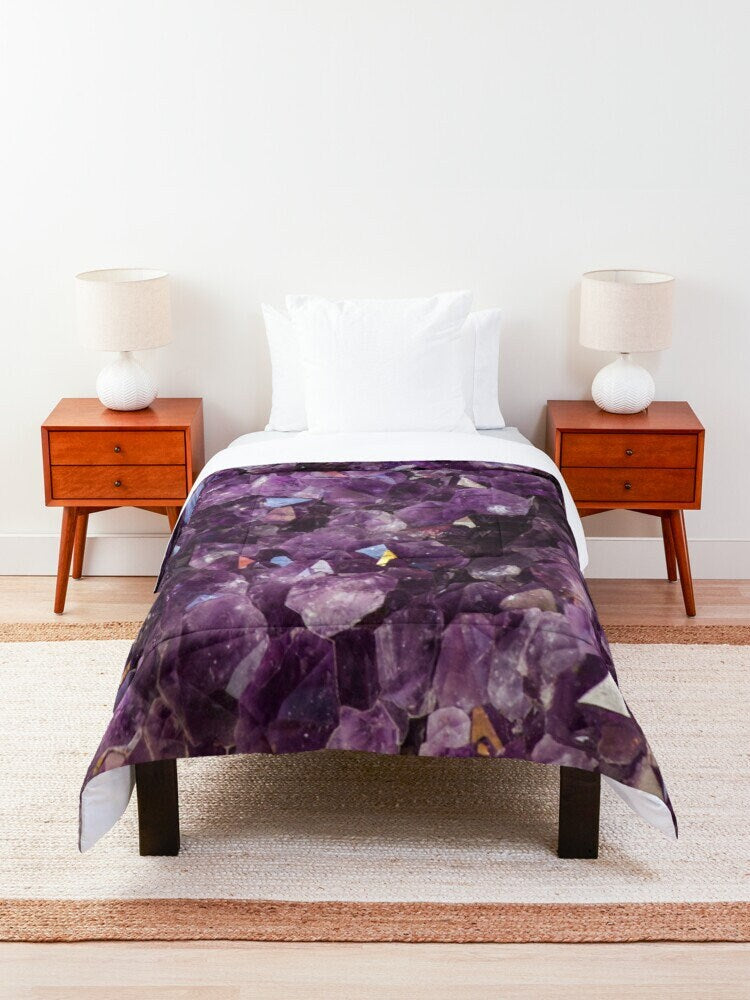 Amethyst Duvet Cover or Comforter purple bedding amethyst bedding crystal Twin Queen King purple bedroom purple duvet cover spiritual