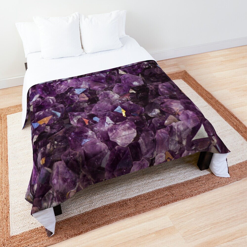Amethyst Duvet Cover or Comforter purple bedding amethyst bedding crystal Twin Queen King purple bedroom purple duvet cover spiritual