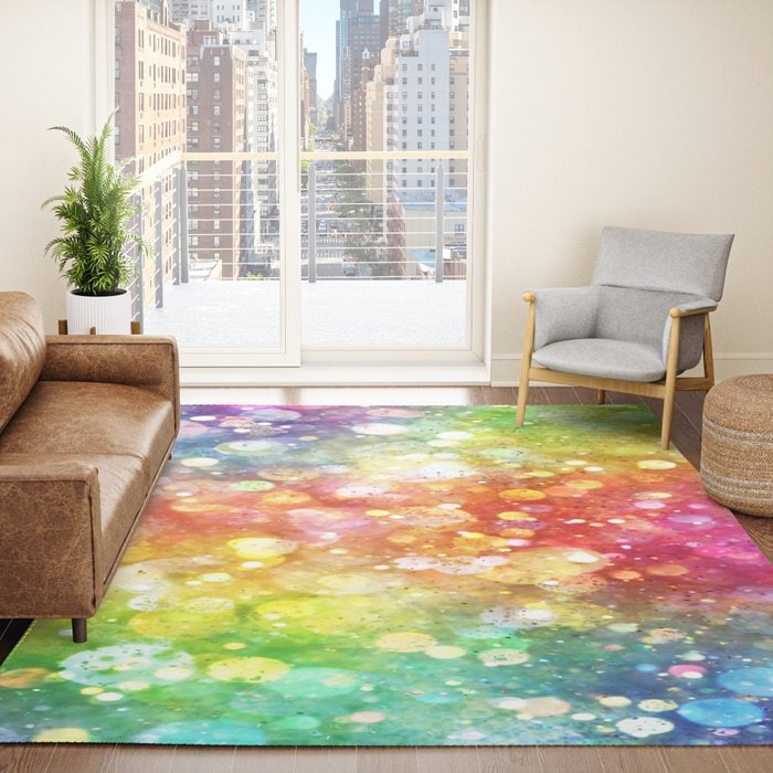 Rainbow Confetti Rug rainbow Rug rainbow Rugs girly Floor Rug childrens Rugs 3'x5' 4'x6' 8x10' Large unicorn rugs fairy decor girls