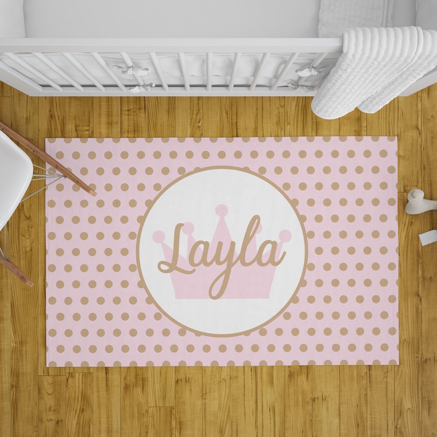 Pink & Gold Polka Dot Rug custom Name rugs princess personalised rug personalized girls rug custom gift rug custom area rugs custom rugs