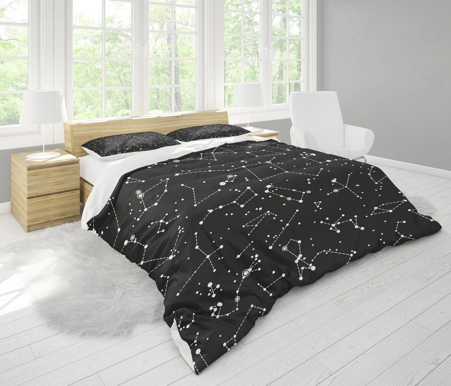Star Constellations Duvet Cover or Comforter space bedding black duvet Queen twin bedroom stars duvet star constellations bedding
