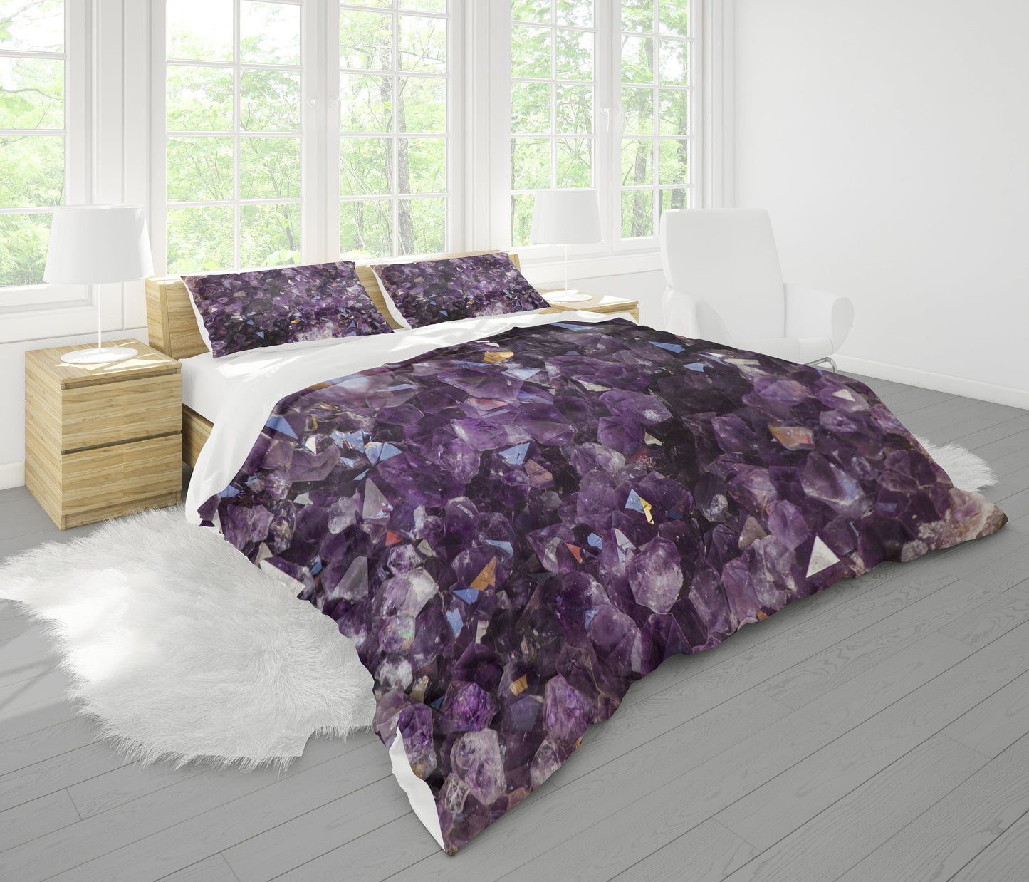 Amethyst Duvet Cover or Comforter purple bedding amethyst bedding crystal Twin Queen King purple bedroom purple duvet cover spiritual