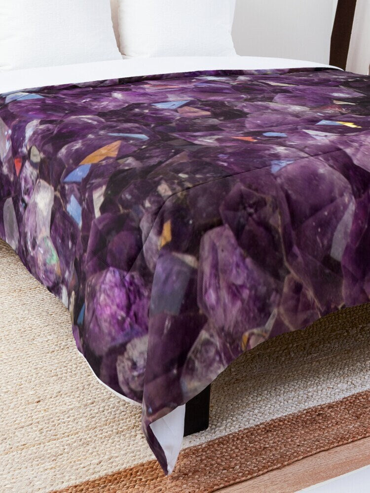 Amethyst Duvet Cover or Comforter purple bedding amethyst bedding crystal Twin Queen King purple bedroom purple duvet cover spiritual