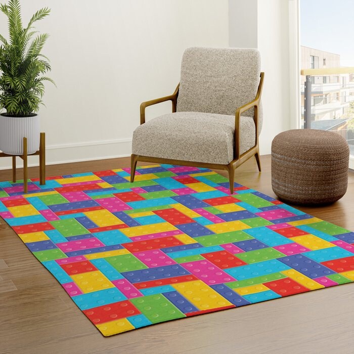 Building Blocks Rug colorful Rug kids Rug bright Floor Rug nursery Rugs 3x5 4x6 5x8 9x12 Large blocks rugs girls boys childrens rugs