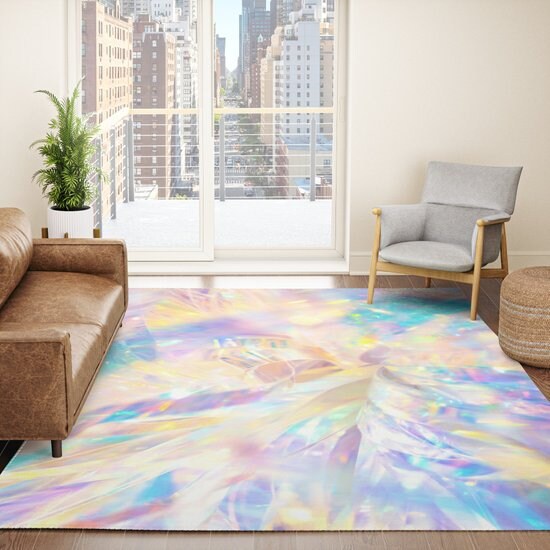 Fairy Rug Princess Rug Colorful Rug Rainbow Floor Rug Pink Mat girly rug glittery Rugs 2x3 3x5 4x6 5x7 Large rugs girls pastel decor