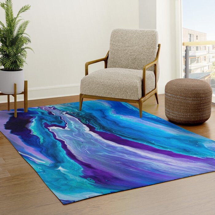 Blue Rug Colorful Rug Blue Floor Rug Blue Mat ocean rug unique Gift blue Rugs 3'x5' 4'x6' 5'x7' Large psychadelic rugs psychedelic rug sea