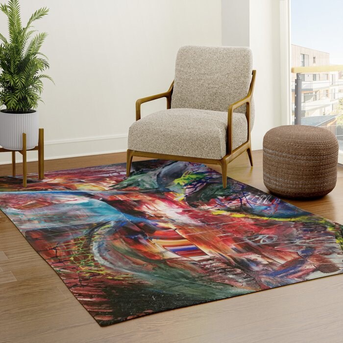 Abstract Art Rug colorful rugs psychedelic rugs psychadelic area rug red rug artwork rugs unique gifts large round vibrant rugs