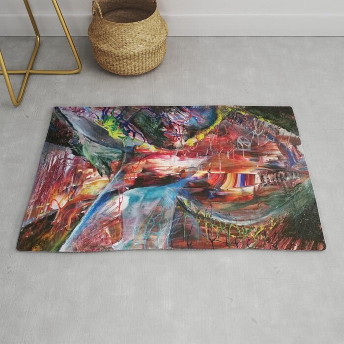 Abstract Art Rug colorful rugs psychedelic rugs psychadelic area rug red rug artwork rugs unique gifts large round vibrant rugs