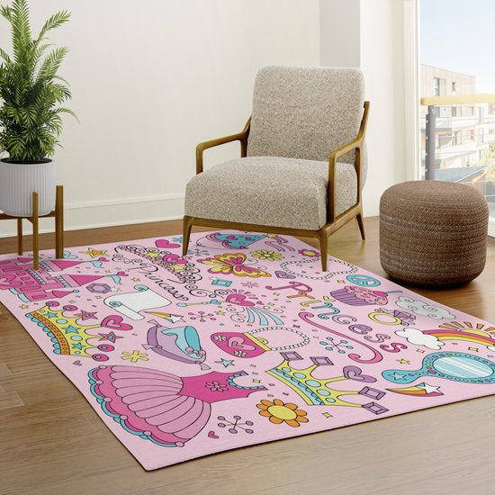 Princess Rug rainbow Rug princess Rug princess Floor Rug pink Rugs 3x5 4x6 5x7 9x12 Large princess rugs princess decor girly rug kids