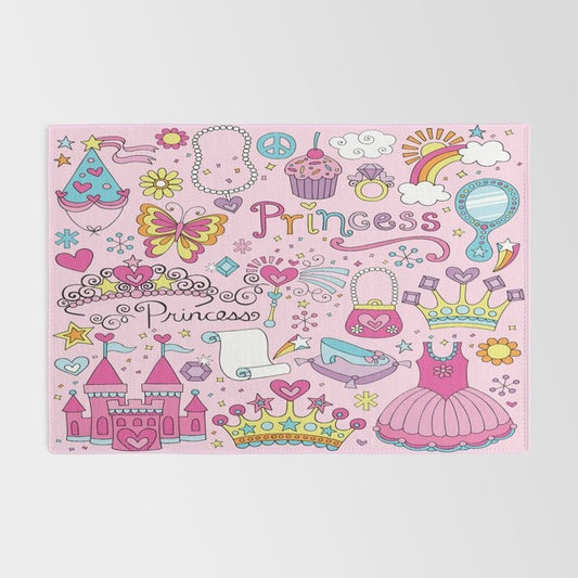 Princess Rug rainbow Rug princess Rug princess Floor Rug pink Rugs 3x5 4x6 5x7 9x12 Large princess rugs princess decor girly rug kids