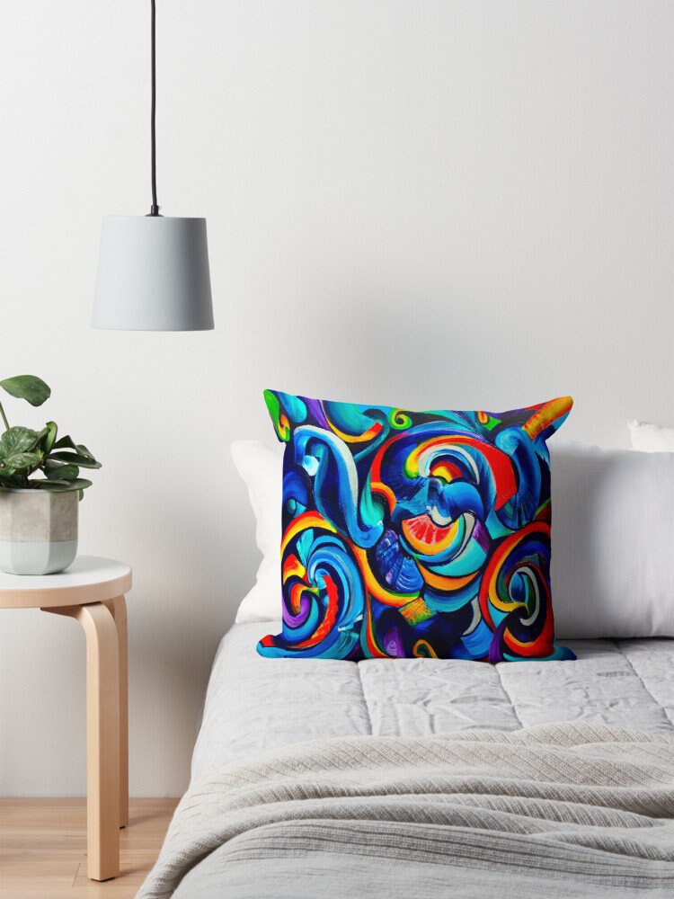 Graffiti Pillow Abstract Art Throw Pillow Pillow Insert Included psychadelic pillow grafiti pillows couch pillows colorful pillow unique