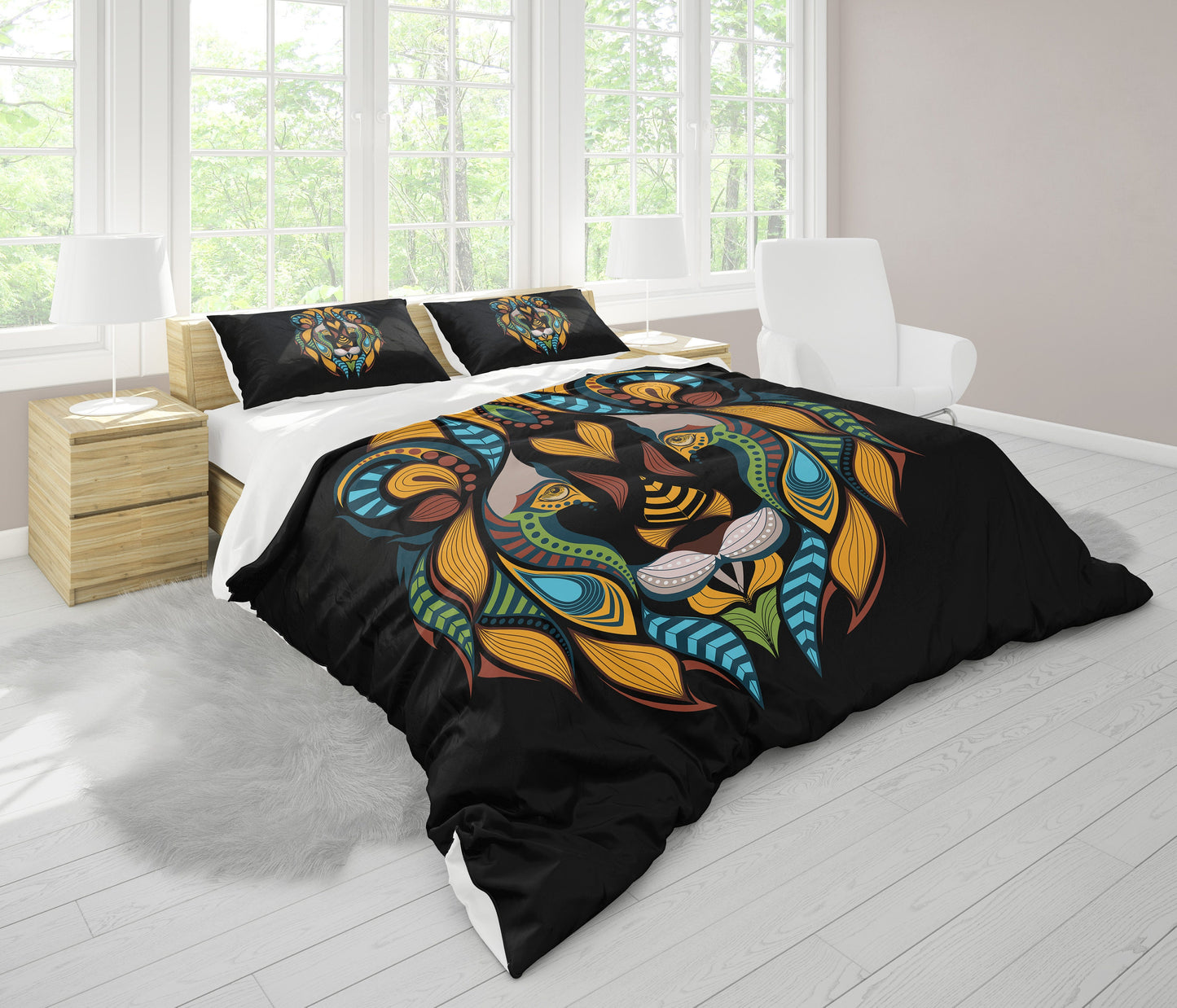 Lion Head Comforter or Duvet Cover african bedding lions head bedding africa comforter tribal bedding