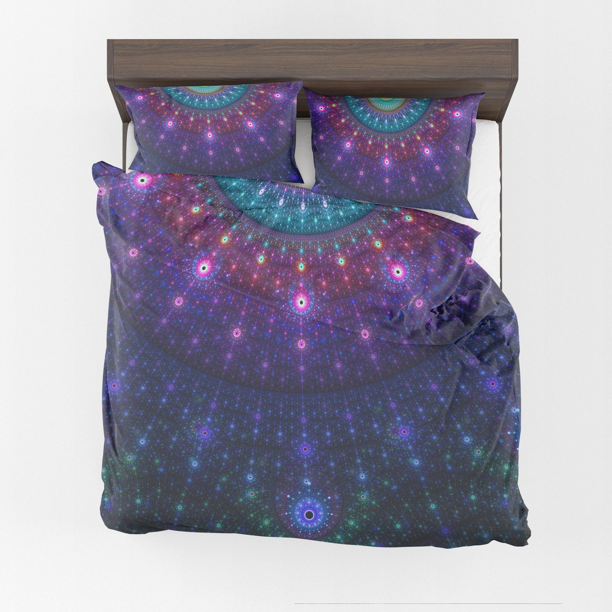 Purple Fractal Mandala Comforter or Duvet Cover bedding spiritual bedding sacred geometry comforter gypsy comforter blue duvet cover