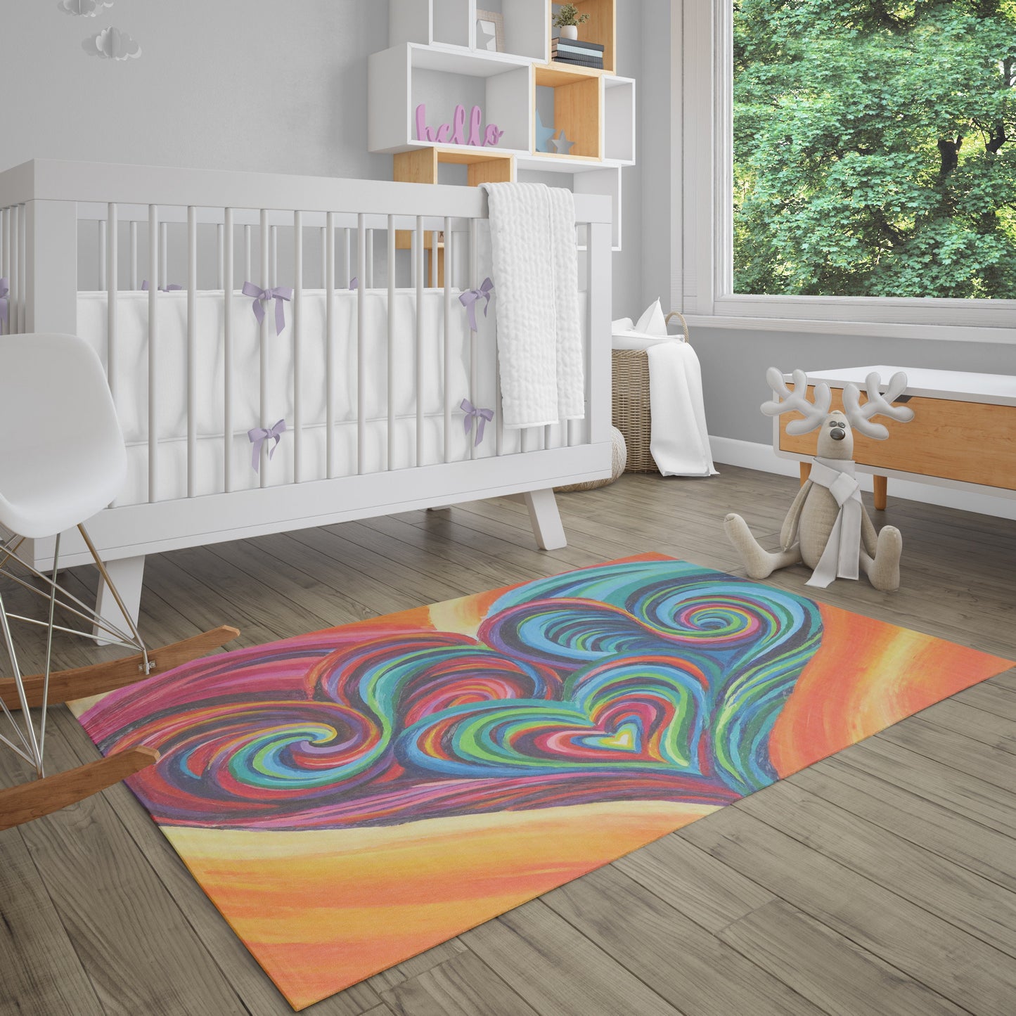 Heart Rug Rainbow Hearts Rug colorful Rug kids Floor Rug 4x6 5x7 8x10 Large rugs nursery rugs
