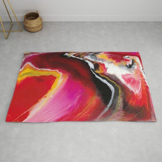 Red Yellow Black Rug abstract art Rug Floor Rug 3x5 4x6 5x8 Round 9x12 Large rugs