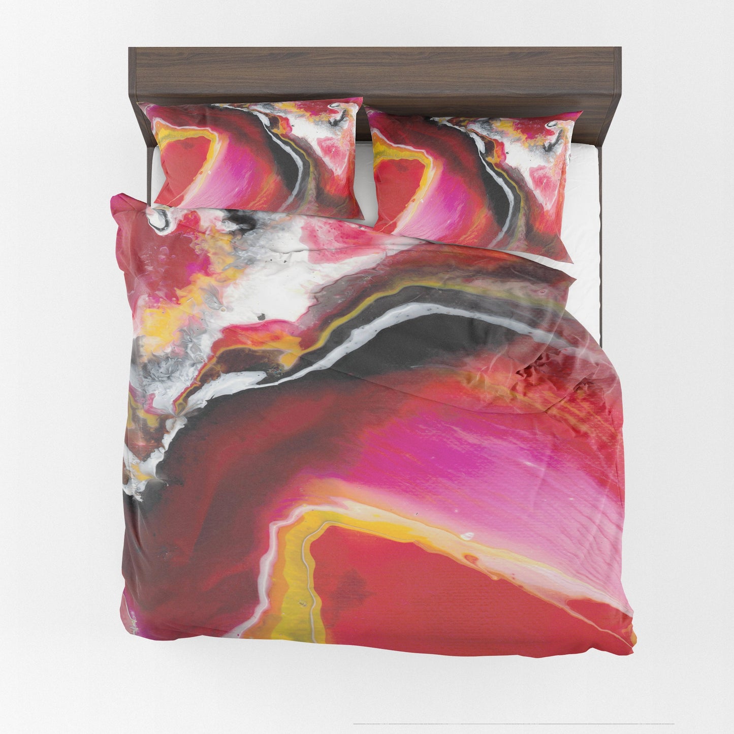Red Abstract Duvet Cover or Comforter artsy bedding Twin Queen king red yellow black marble colorful duvet